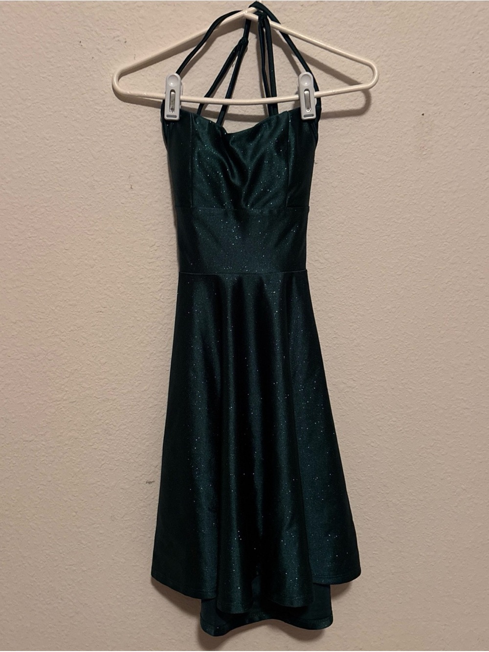 Honey And Rosie XXS Spaghetti Strap Flair Glitter Short Prom Formal Dress